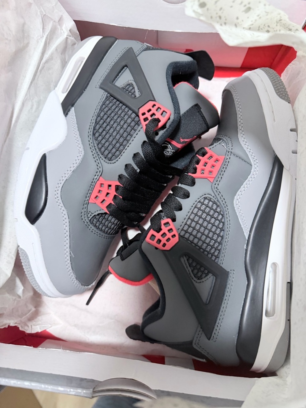 Nike  Air Jordan 4 Retro Men’s Shoes - Grey/Black/Infrared - Picture 6 of 7